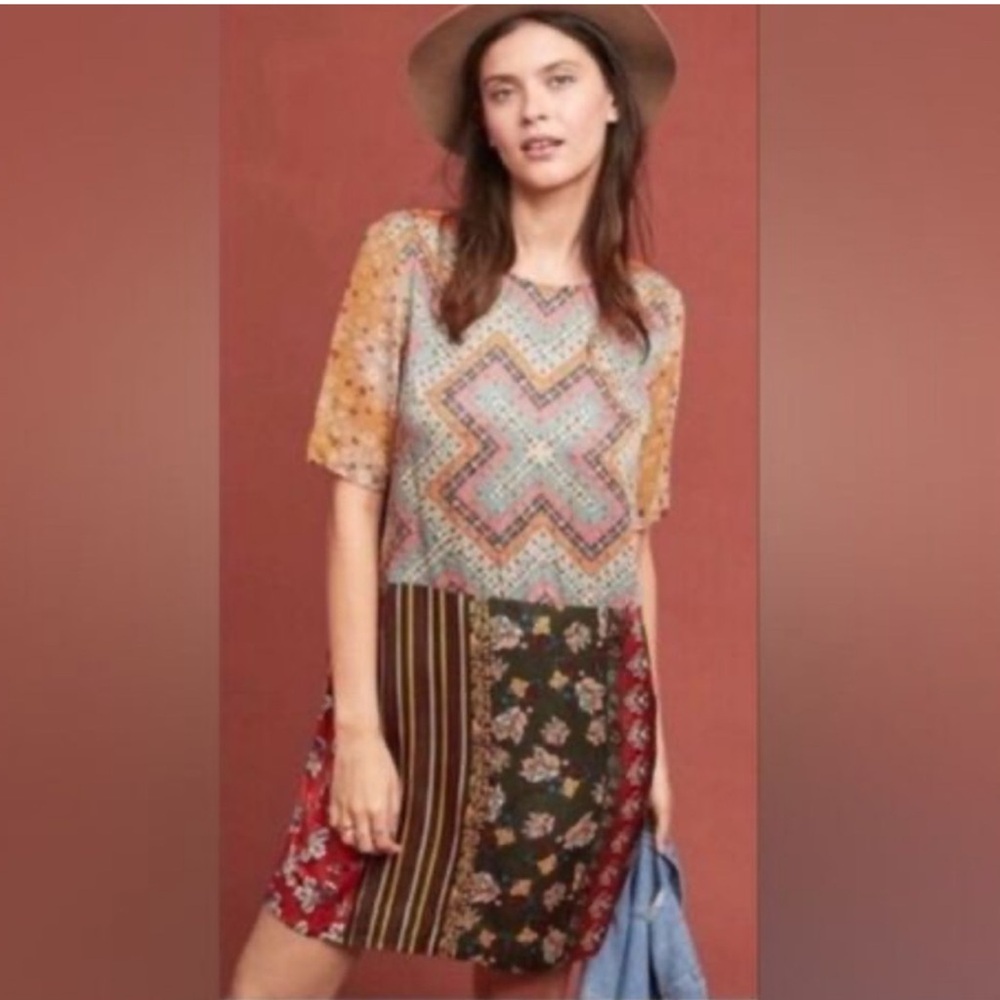 Anthropologie TINY Multicolor Patchwork Mini Dress - image 2
